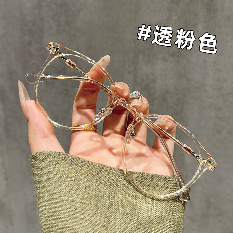 素颜防蓝光眼镜方圆近视眼镜女眼镜高级感度数冷可配超轻框茶色脸|undefined