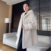 皮草外套女2025秋冬季水貂绒皮毛一体中长款连帽加厚毛毛大衣