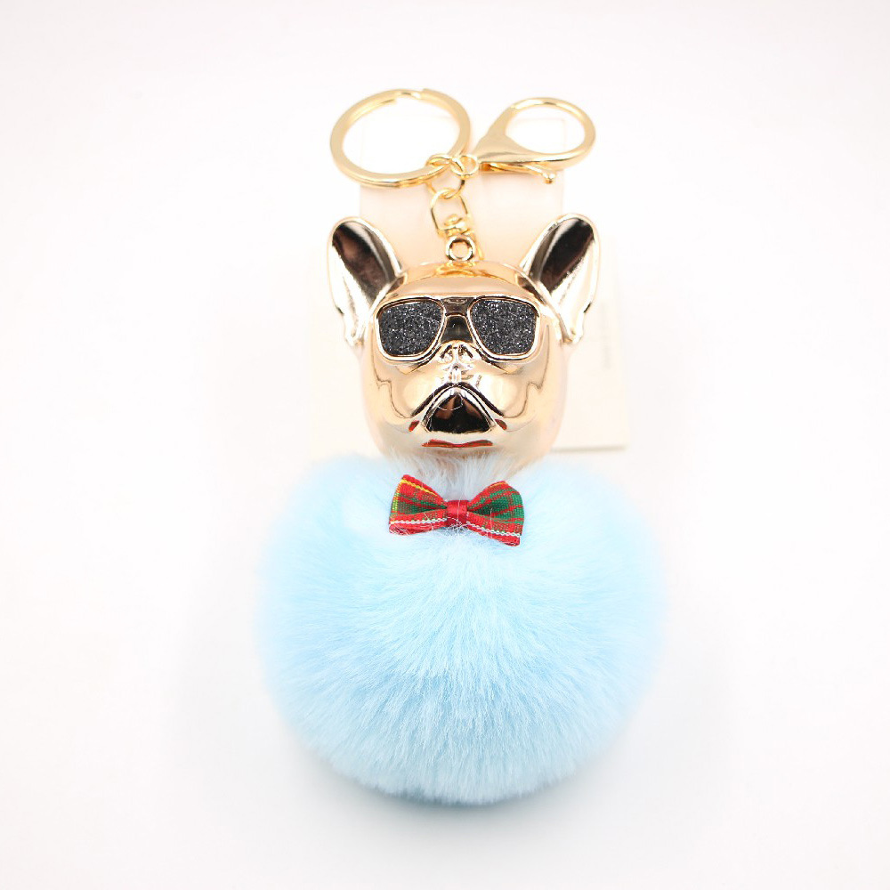 New Cross-border Cool Dog Creative Sunglasses French Bulldog Car Pendant Cute Dog Keychain Hair Ball Bag Pendant display picture 16