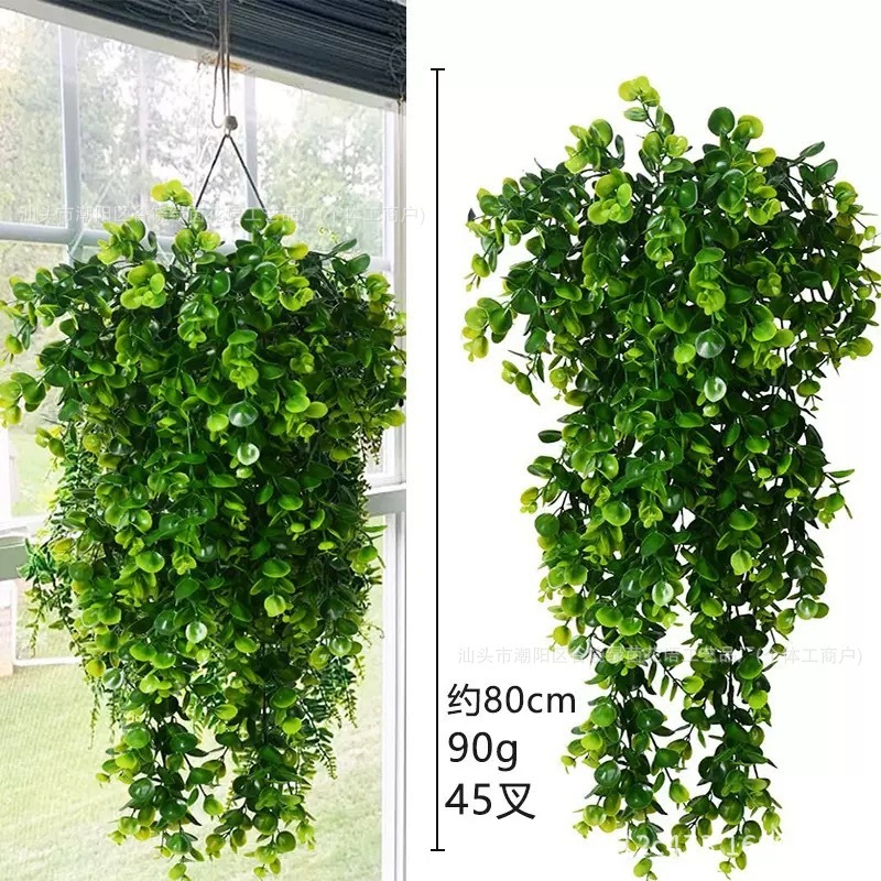跨境人造藤条尤加利壁挂仿真绿植假悬挂植物藤蔓家居户外装饰花|undefined