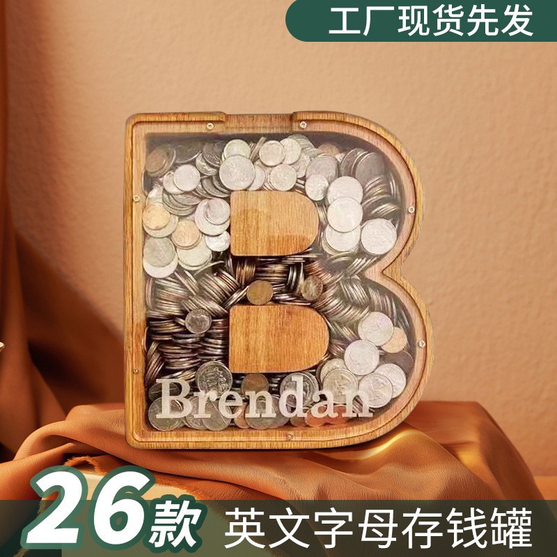 26 letras inglesas alcancía de madera alcancía Hucha de madera