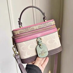 香港高級感プリントバケツバッグ2025新型ファッション女性カバン弁当箱バッグ衝突色シングルショルダーバッグ