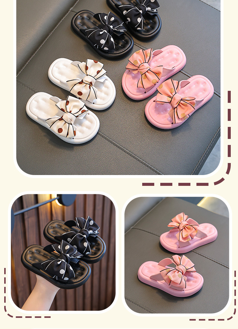 Zomerpantoffels, meisjesprinses-boog antislip zachte zool, kindersandalen en pantoffels voor binnen en buiten_voghion.com