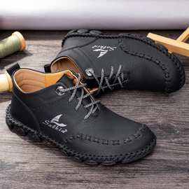 2020秋冬新款中帮马丁靴男士手工缝制大码男靴户外休闲外贸工装靴