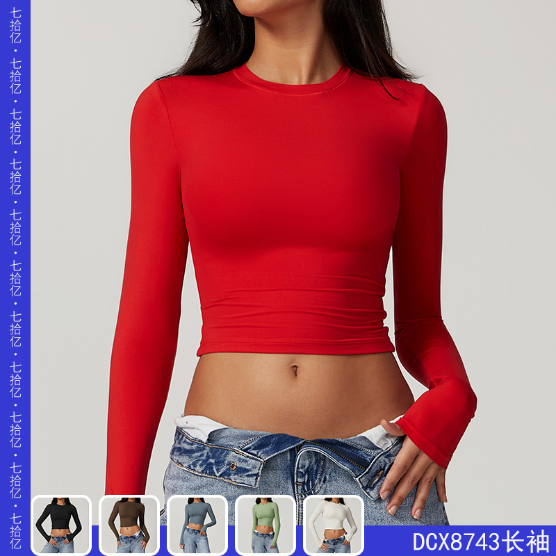 Tight Sports T-Shirt Quick-Drying Long-Sleeved Yoga Wear Pilates Running Sports Fitness Long-Sleeved Top 8743