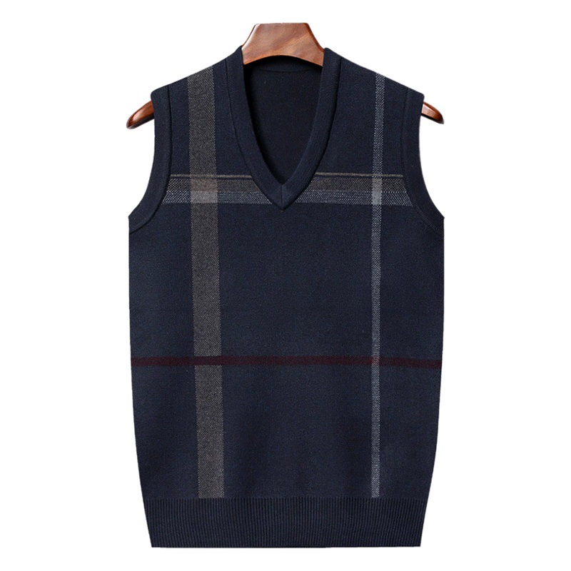 Мужской жилет, жилет для среднего и пожилого возраста, жилет для папы, вязаный свитер без рукавов с V-образным вырезом, зимний теплый базовый топ