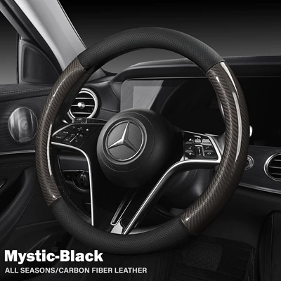 Car Steering Wheel Cover Leather Perforated Carbon Fiber Handlebar Cover Protective Cover Amazon All-Season Car Accessories Anti-Slip (Steering wheel cover) - rubber-inner-ring-black-38-yuan