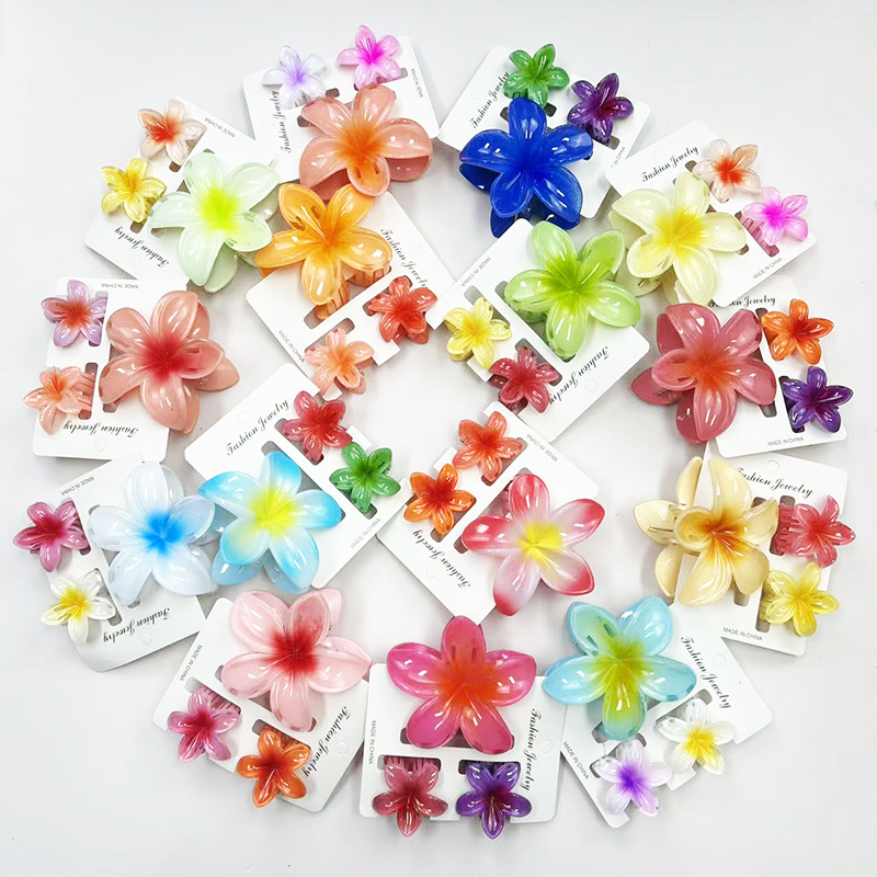 1 Set Quantity Sweet Women's Plumeria Plastic Resin Hair Claws