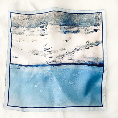 Korean Version 53cm Small Silk Scarf Professional Versatile Small Square Scarf Head Scarf for Women, Korean Fashion Multifunctional Decorative Small Neck Scarf