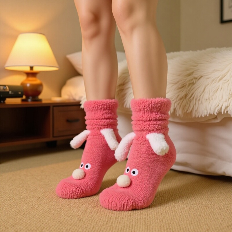 Extra Thick Warm Floor Socks for Women, Autumn and Winter Fleece-Lined Thick Warm Cute Home Socks