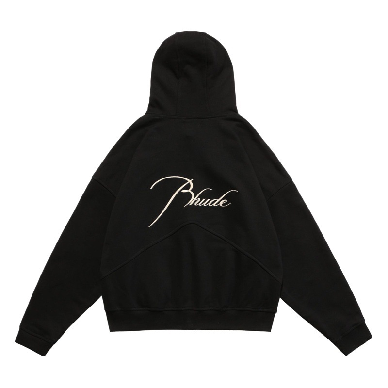 Meichao RHUDE cápsula cremallera carta logo bordado con capucha suéter suelto de los hombres chaqueta de cremallera de la pareja de las mujeres