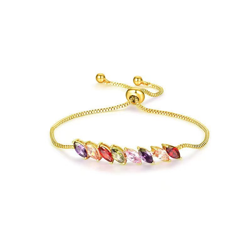 Zircon Inlay Material Drawstring Bracelets Classification Simple Style Geometric Copper Inlay Zircon Drawstring Bracelets