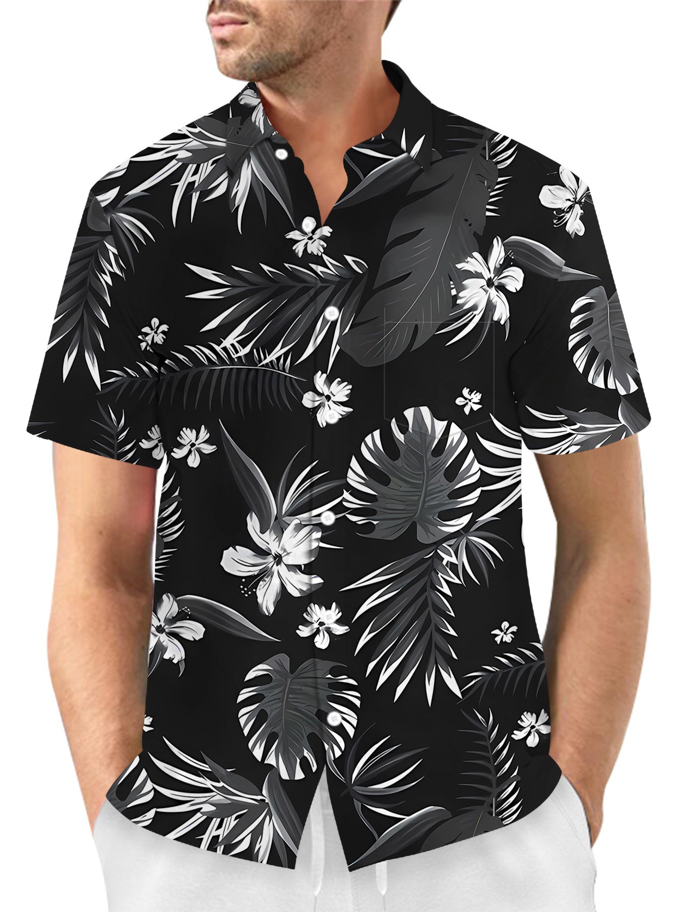 검은 바탕에 코코넛 잎