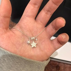 アメリカンins風ハンマー星満ドリルリングネックレス女性清冷感軽豪華鎖骨鎖小衆アクセサリー新製品