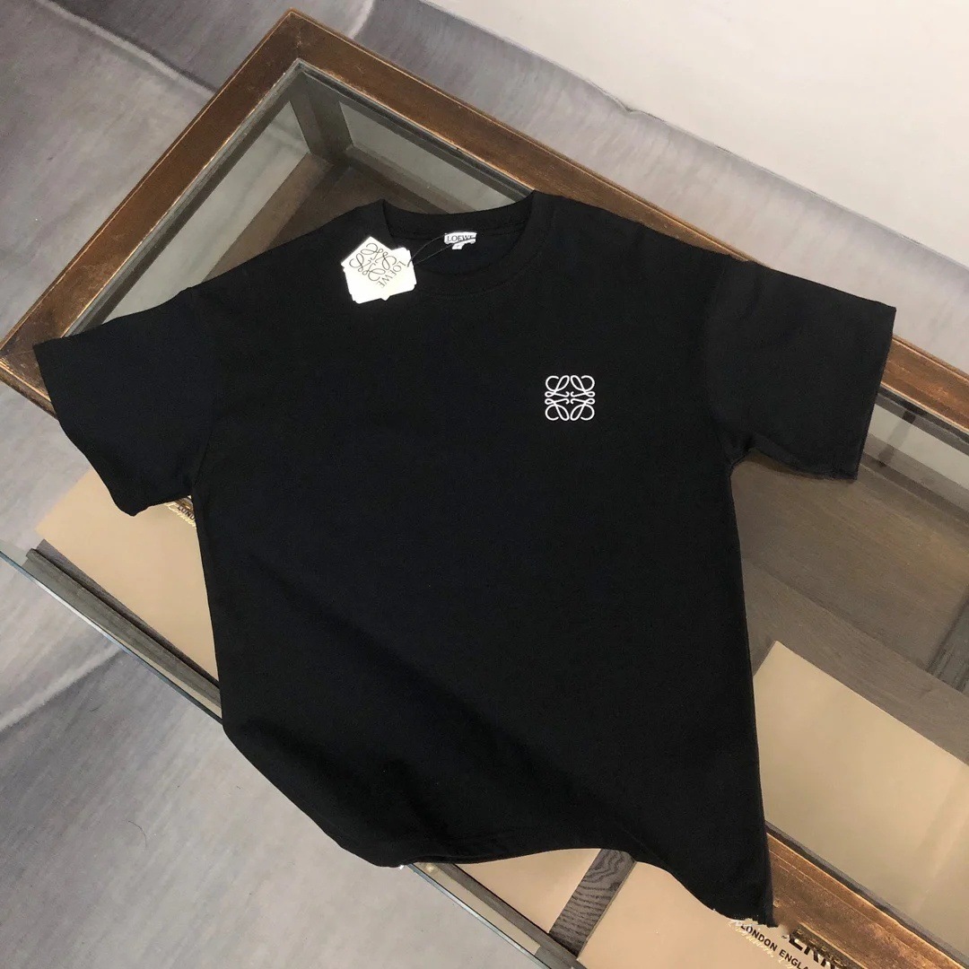 Luoyi微刺繍半袖Tシャツ、男女兼用、夏用コットンラウンドネック、万能トップス、インスタ映えTシャツ、ゆったりタイプ