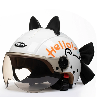 Mustang 3C Certified Winter Warm — Motosiklet dəbilqələri - one-size-fits-all-white-cat-black-ears-black-butterfly-w-comes-with-warm-ear-protection-removable