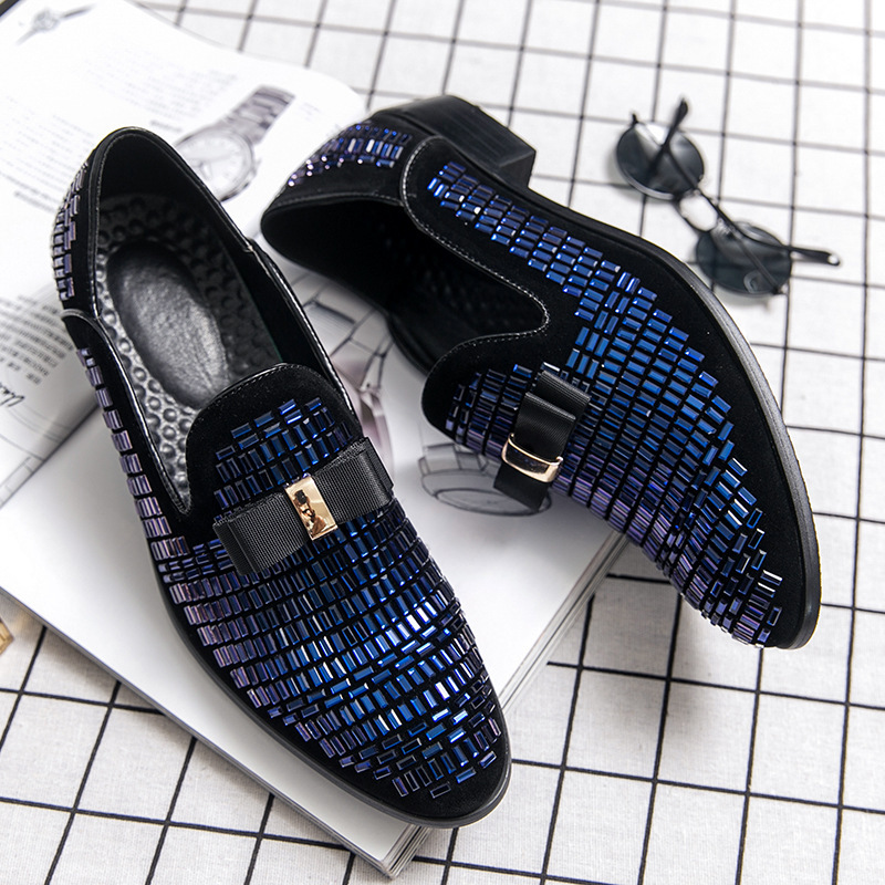 Transfronterizos de tamaño grande otoño nuevos zapatos de cuero de diamante zapatos de hombre de moda nuevos zapatos de cuero puntiagudos barquero image 3