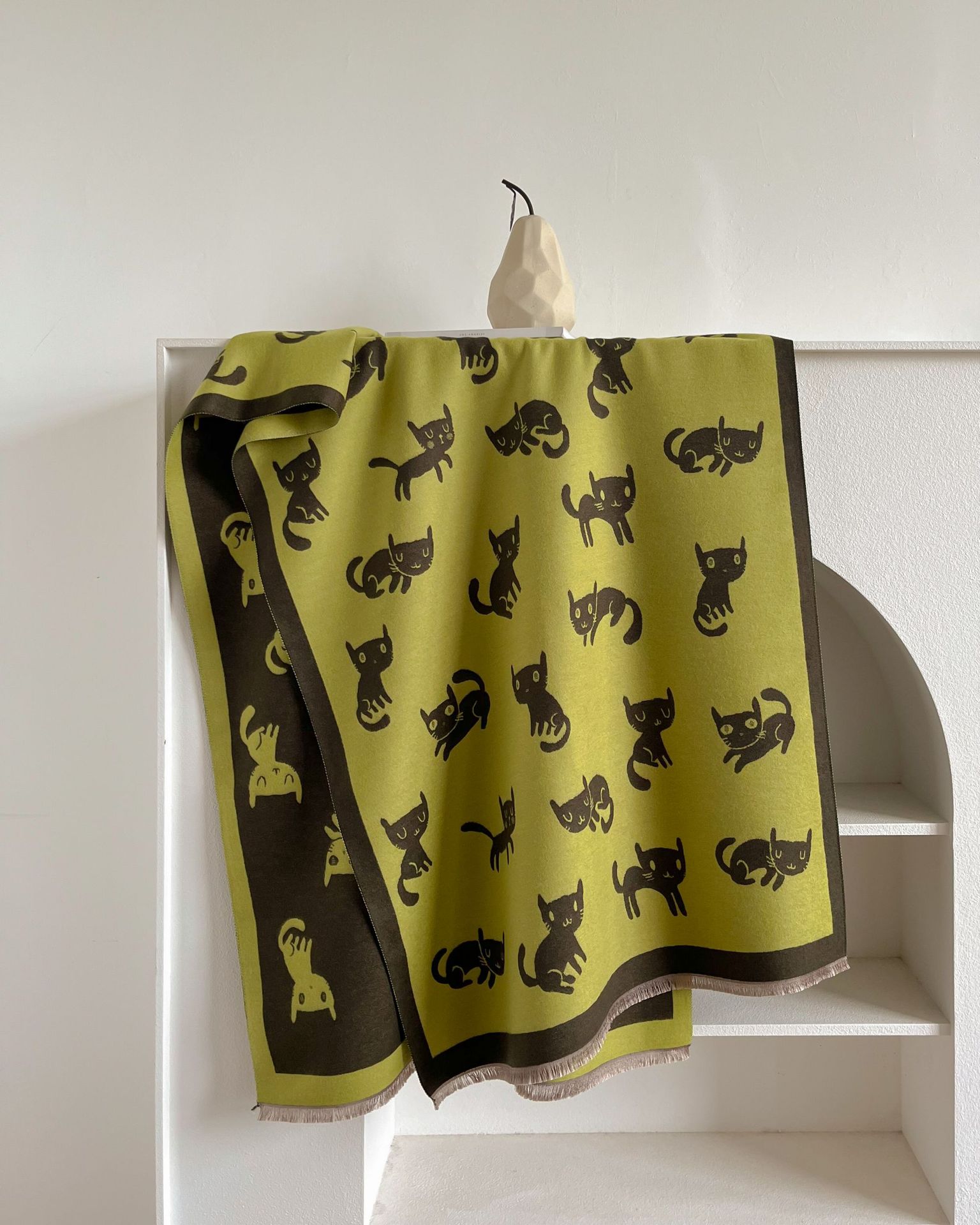 Estilo coreano gatito impreso largo engrosado exterior cálido chal Otoño e Invierno Nueva Cachemira-como doble cara bufanda jacquard