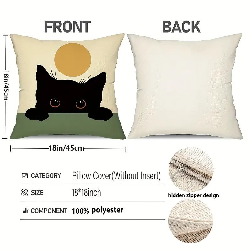 爆金TEMU専売小黒猫小動物シリーズ人気抱き枕カバー亜麻プリントクロスボーダー専用アマゾン|undefined