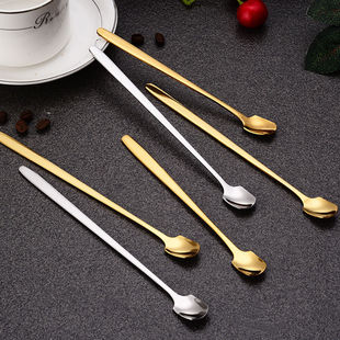 Internet Red Small Spoon Milk Dessert Mixing Spoon Adult Long Handle Stainless Steel Coffee Spoon Honey Seasoning Cute Spoon