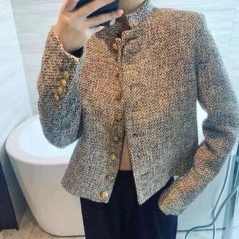 Xiaoxiangfeng 西洋スタイルの女性のジャケット春と秋 2025 春の新しいスタイルの女性のための小さなツイード気質トップ|undefined