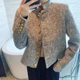 小香风洋气女士外套春秋季2025年春装新款小个子粗花呢气质上衣女