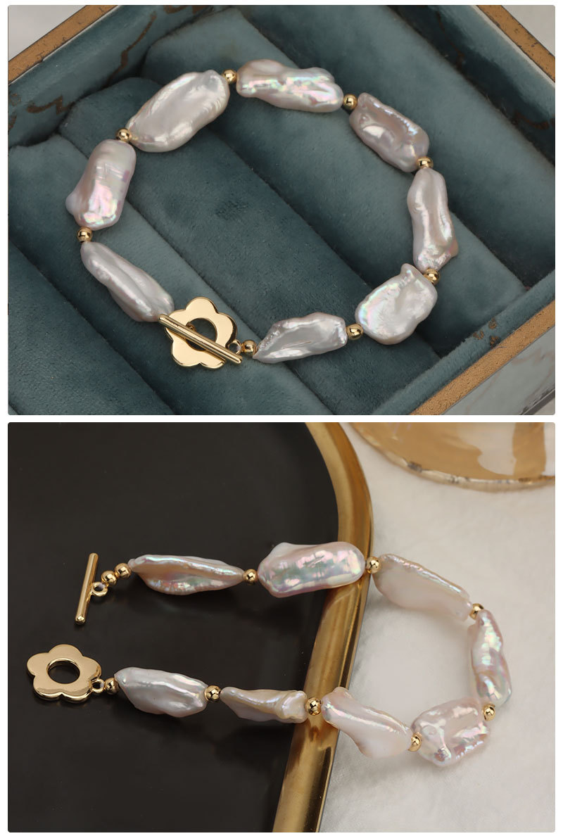 Baroque Pearls Material Irregular, Flower Pattern Sweet Irregular Flower Baroque Pearls Bracelets 1 Piece