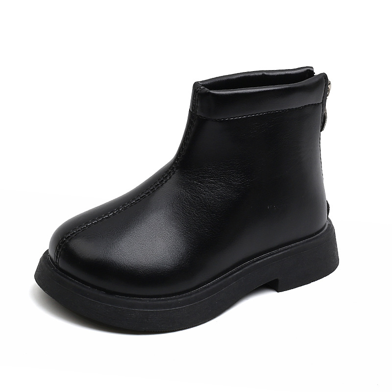 Botas de couro Martin 2024 outono inverno novas para meninas estilo britânico, sola macia e cano baixo, na moda para crianças e_voghion.com