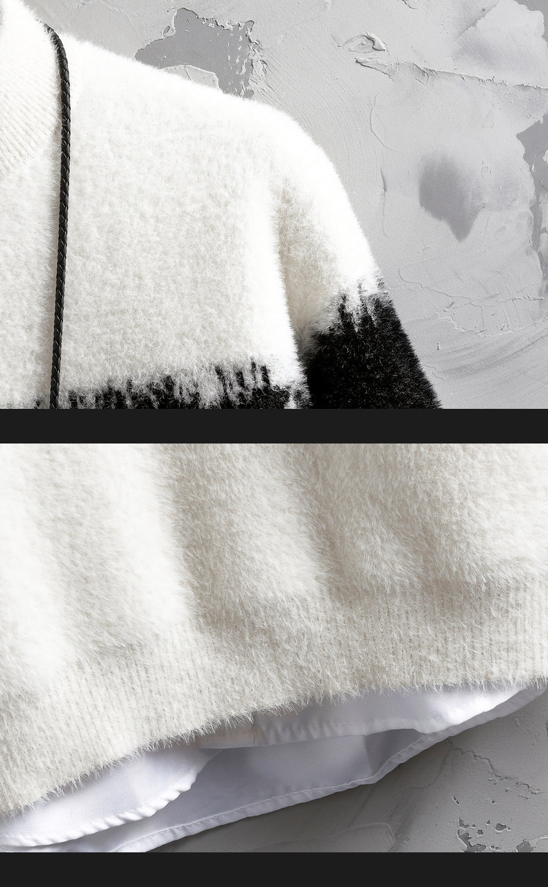 Maglione da uomo in finto cashmere color-block – Pullover invernale semi-dolcevita per abbigliamento casual e a strati_voghion.com