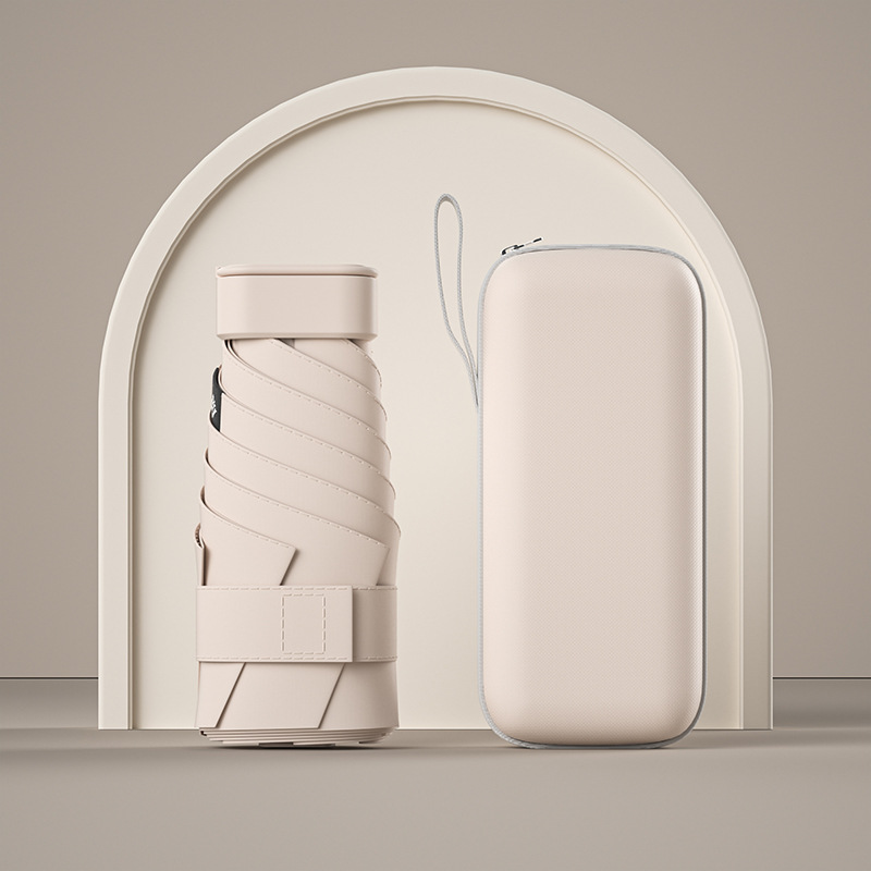 Protector solar creativo, vinilo, sombrilla, mini pequeño, seis paraguas, femenino, 40% de descuento, bolsa, sombrilla, lluvia y sombrilla de doble uso al por mayor