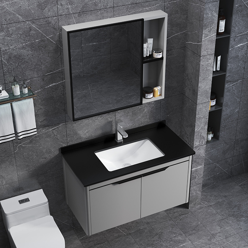 Modern Simple Space Aluminum Bathroom Cabinet Combination Set Bathroom Aluminum Alloy Face Wash Basin Side Cabinet Smart Cabinet
