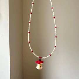 最后一口苹果~创意设计趣味苹果核串珠项链女小众设计百搭锁骨链