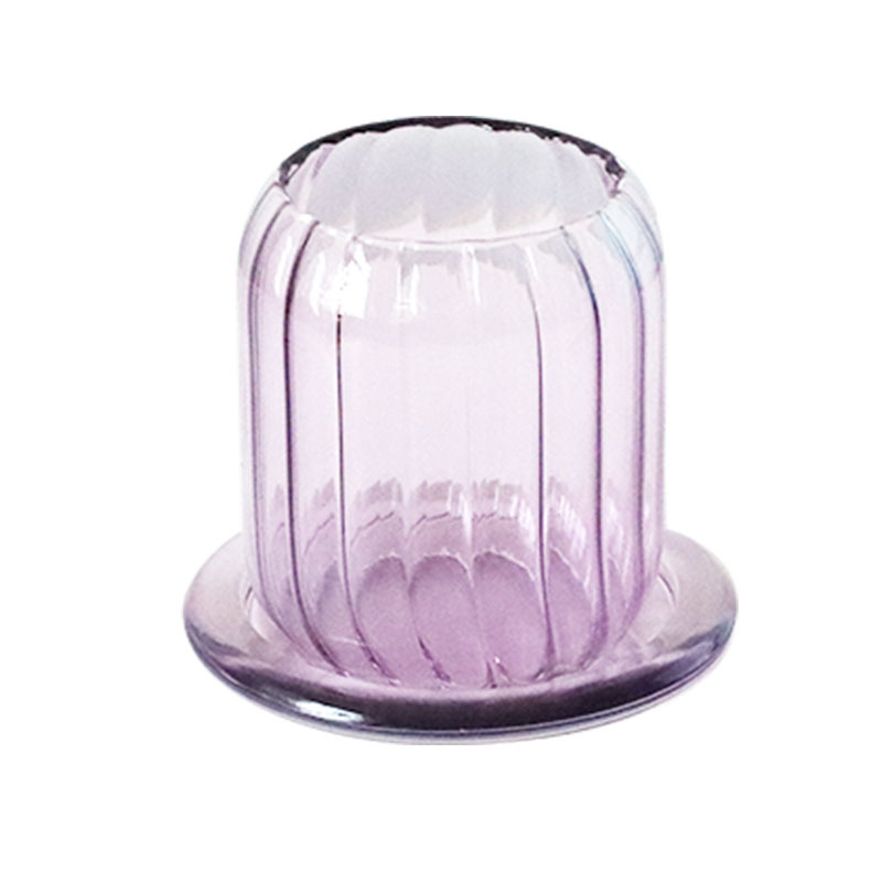 Taza de vela de vidrio chino cubierta de vidrio a prueba de vientos lujoso perfumado casero línea Zen perfumado sala de té decoración base de vela