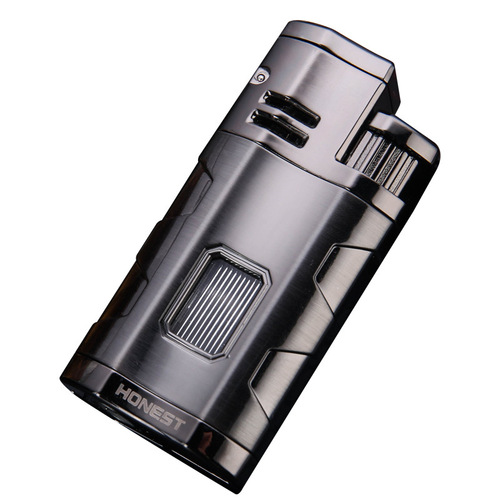 Baicheng personalized multi-functional three-way blue fire inflatable lighter metal with cigar drill transom gift wholesale