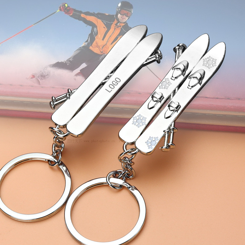 Simulated Ski Key Chain Pendant Customized Real Ice Sports Key Chain School Bag Pendant Ski Panda Key Chain