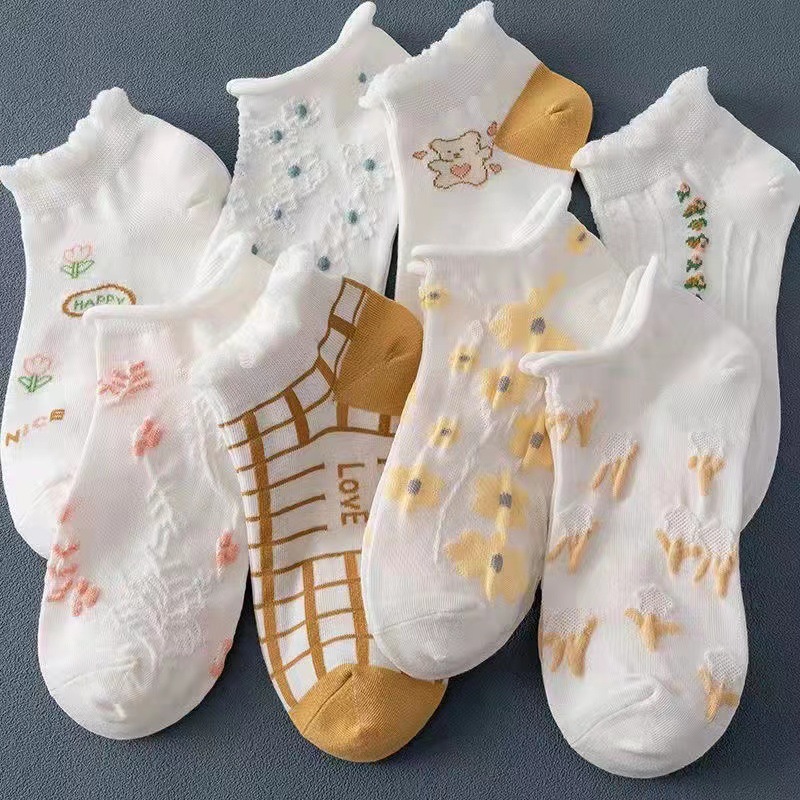 Nuevos/hombres y mujeres opcionales Otoño e Invierno hombres y mujeres medias altas medias blancas calcetines invisibles calcetines florales lindos