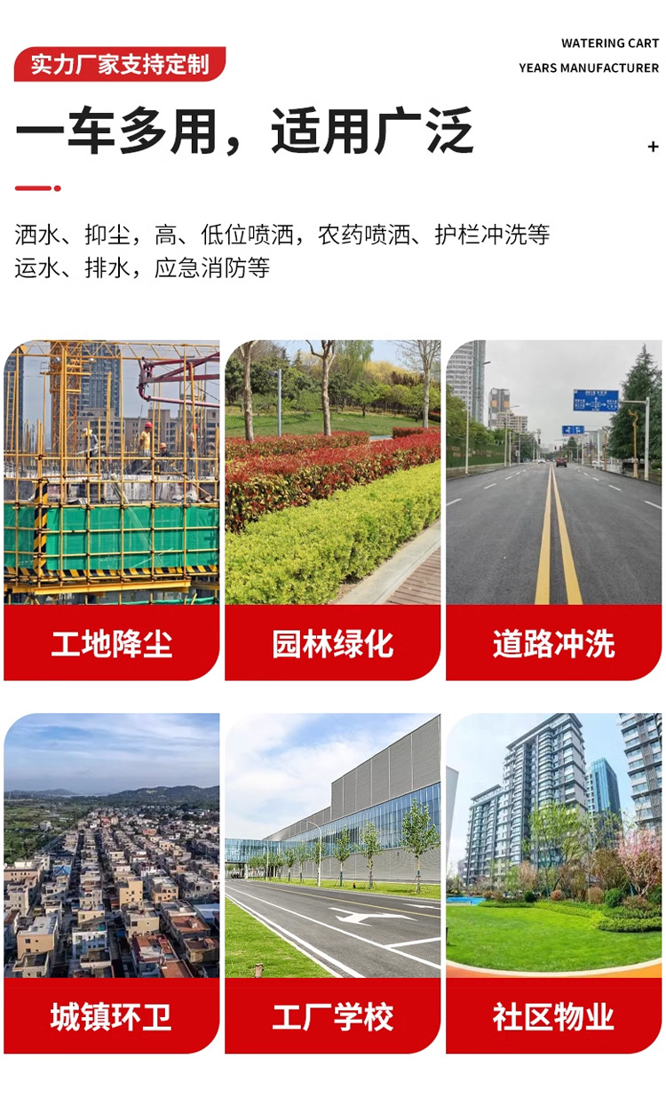 National Vi Large Sprinkler Truck Multi-Functional Landscaping Fog Cannon Dust Suppression Spray Truck Construction Site Road and Bridge Water Transport Truck