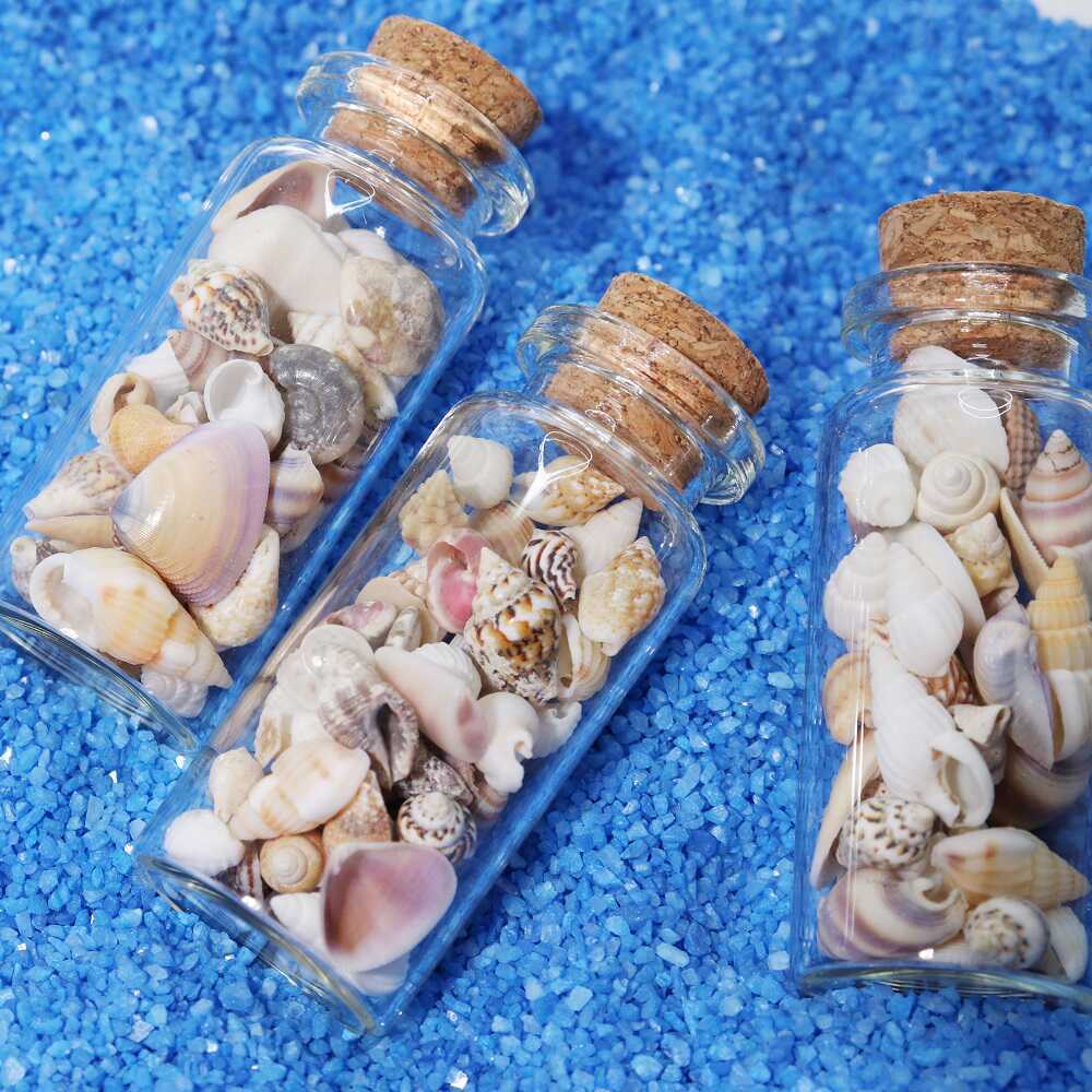Botella de mar azul botella de rafting botella de deseo botella de regalo creativo botella de vidrio conchas pequeñas botellas de regalo de cumpleaños