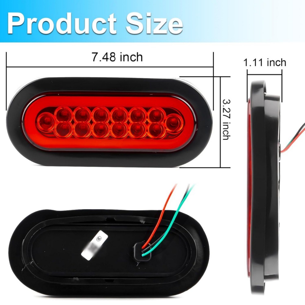 Cross-Border In-Stock Truck Tail Light 12V24V14Led Oval Light Guide Flowing Arrow Truck Tail Light Truck Side Light