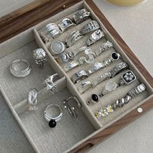 简约复古重工S925纯银戒指女不掉色指环小众设计轻奢高级感食指戒