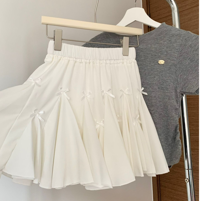 Ballet Style Girl Skirt New Summer Bow Small High Waist A-Line Ruffled Cake Tutu Skirt