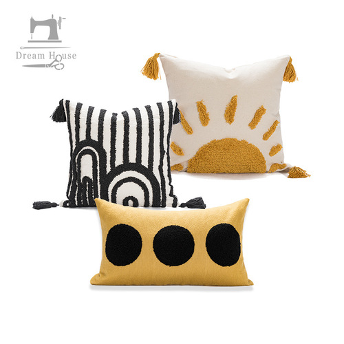 Hot-selling shaggy fringe throw pillow modern Instagram style B&B model room living room sofa cushion bay window backrest wholesale