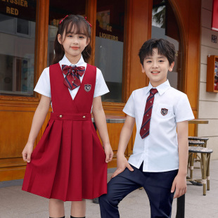 Principal Li Primary School Student British Preppy Style School Uniform Summer Two-Piece Class Uniform Kindergarten Uniform Graduation Photo Clothing