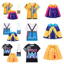 2025夏季新款套装裙cosplay猎魔女团女童短袖百褶裙包包三件套