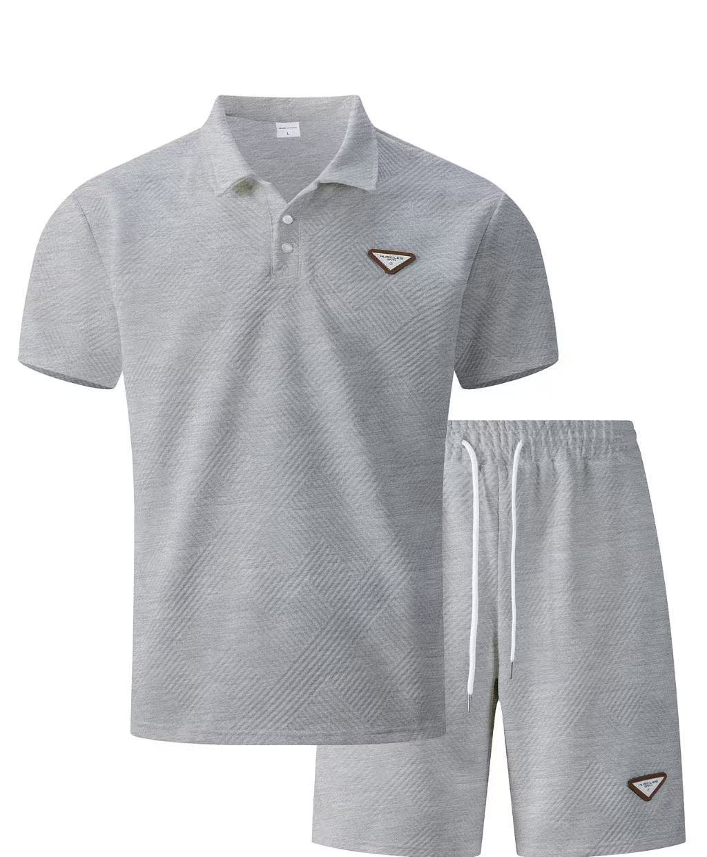 Men's Polo Shirt Short Sleeved Turn down Collar Summer T-Shirt Set 2026 New Cross Border Clothing_viptrois.com