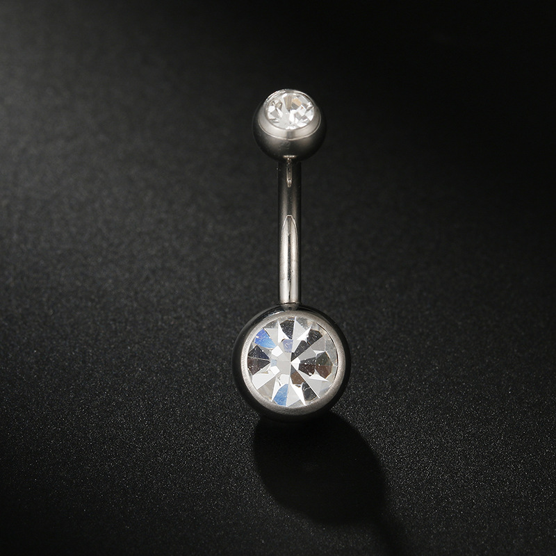 Wholesale Simple Style Round Titanium Steel Zircon Belly Ring display picture 3