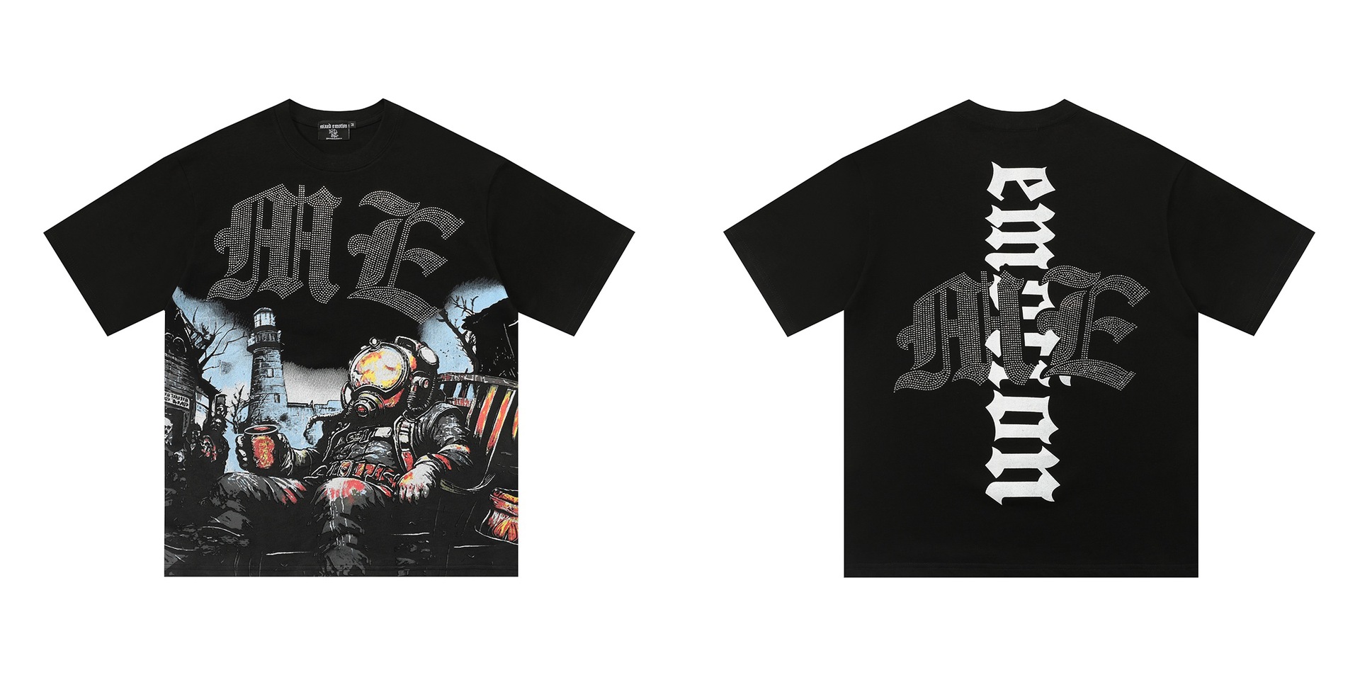 Transfronterizos MIXED EMOTION Ángel Impresión extraterrestre camiseta de hombre y mujer callejera de diamante de cuello redondo de manga corta