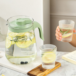 Heat-Resistant High-Temperature Glass Cold Water Pitcher Explosion-Proof Large Capacity Household Cold Boiled Water Tea Pot and Cup Set