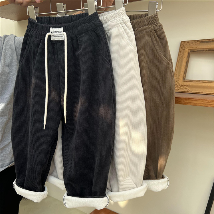 Bambini inverno un pezzo velluto a coste per ragazzi e ragazze coreani tinta unita etichetta lungo con velluto a righe dritto_voghion.com