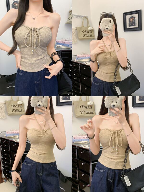 ホットガールサスペンダー花柄ドレス婦人服 2025 夏の新スタイル着用ホルターネックチューブトップストラップホルターベスト|undefined